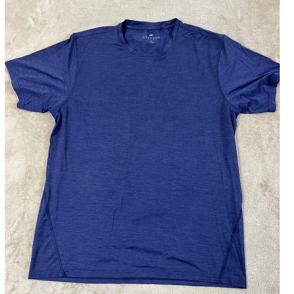 Greyson Tee Men Size Medium Navy Blue Nylon Stretch Short Sleeve EUC